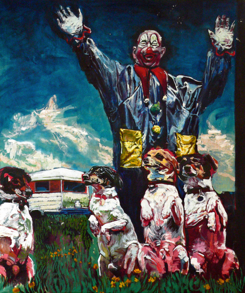 Clown with Dogs 80x100cm Oil on Canvas 1996