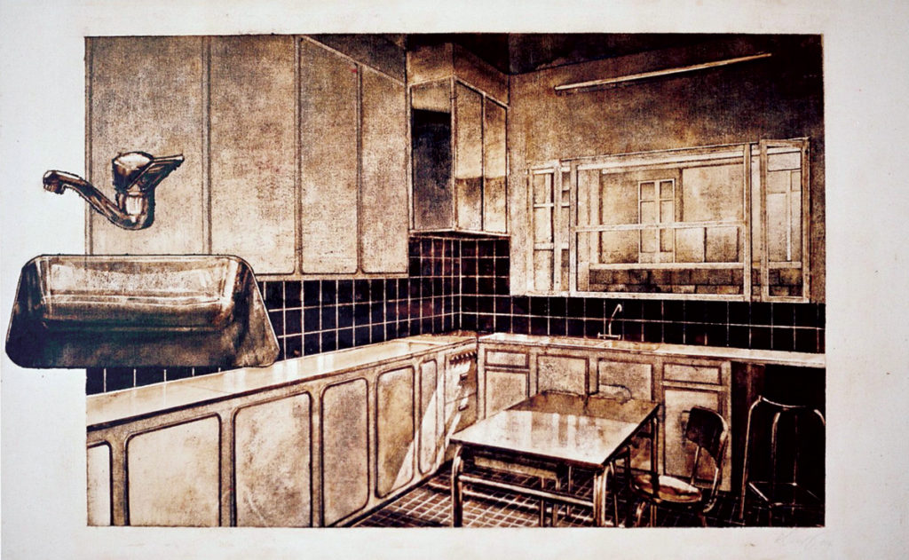 Kitchen 75x108cm Bitumen on Canvas