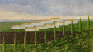 Terraced buildings Artwork oil on canvas