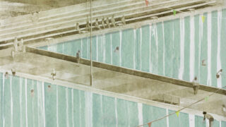 Pool painting Oil Paint and Bitumen on Paper