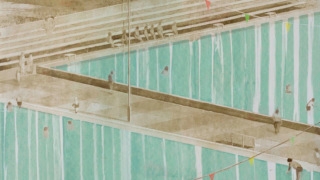 Pool painting Oil Paint and Bitumen on Paper